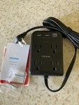 Nib Power Strip Extender W/usb Port, 4 Outlet, Wall Plug, Ft Black. Fixed Price $23.00.