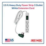2.5 Ft Heavy Duty Power Strip 3 Outlet White Extension Cord. Fixed Price $10.00.
