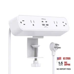 Clamp Power Strip, Desktop Mount Surge 5FT (4AC 4USB PD30W) White. Fixed Price $39.75.