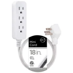 Cordinate Designer Mini 3-OUTLET Power Strip, 18 Braided In, White. Fixed Price $13.99.