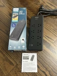 New Ob Philips 7 Outlet Surge Protector Power Strip Usb Charging 4FT Cord Black. Fixed Price $19.99.