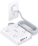 Surge Protector Power Strip, 5 Ft Flat Plug Extension Cord With 4 Usb Wall Char. Fixed Price $13.56.