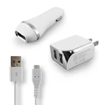 White Color 2.1A Car Charger Adapter + Wall Home Travel Usb Cord Cable. Fixed Price $11.43.