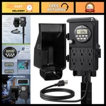 Outdoor Digital Power Strip Timer - Waterproof Outlets, 6FT Cord, 15A Heavy Du. Fixed Price $47.99.