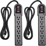 Kmc 6-OUTLET Surge Protector Power Strip 2-PACK, 900 Joules, 4-FOOT Extension Co. Fixed Price $25.02.