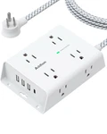 Addtam Surge Protector Power Strip 8 Outlet 3 Ports 1 Usbc Wall Mounted. Fixed Price $12.97.
