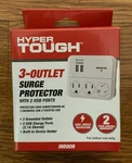 Hyper Tough 3-OUTLET Surge Protector W/ 2 Usb Ports Indoor New. Fixed Price $12.99.