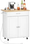 Versatile Kitchen Island Cart With Drawer, Power Strip & Drop Leaf - White/natur. Fixed Price $194.99.