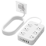Solidock Flat Plug Power Strip Surge Protector With 12 Ac Outlets 5 Ft, White. Fixed Price $19.82.
