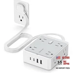 Flat Power Strip, 12-IN-1 Outlet Extender With Extension 5FT Gray & White. Fixed Price $21.05.