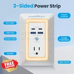 Powsaf 5 Outlet Extender Power Strip, 4 Usb C/a Ports Night Light White. Fixed Price $34.99.