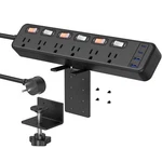 Junnuj Clamp Power Strip Standing Desk With 30W Usb C, 2 1 Clip 6FT, Black. Fixed Price $45.04.