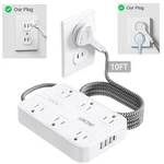 Lencent 2 Prong 6 Outlet Power Strip Surge Protector 4 Usb Flat Plug 3M. Fixed Price $23.39.