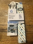 Jasco 6 Outlet Power 4FT Cord Decorative Blue Stripes New. Fixed Price $12.99.