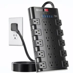 Flat Power Strip, Superdanny Surge Protector With PLUG-6.5FT, Black. Fixed Price $46.99.