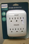 New Philips Surge Protector 6 Ac Outlet 900 Joules, Protection Led Light. Fixed Price $8.99.