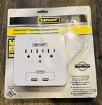 Defiant 3 Outlet Surge Protected, Smart Phone Holder/usb Charging Station. Fixed Price $18.00.