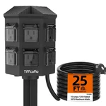 Tiffcofio Outdoor Power Strip Weatherproof, 25 Ft Extension Cord With Stake, .... Fixed Price $62.41.