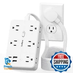Terhavn 15FT Power Strip Surge Protector Flat Extension Cord 10 Outlets 4 Usb Wa. Fixed Price $34.54.