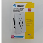 Open Box Steren Duplex Outlet W/ Dual Usb Ports 2.1A Charger Model 905-140. Fixed Price $9.00.