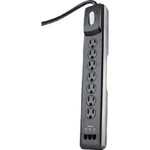 (2)-WOODS 7-OUTLET 2480J Black Multi-media Surge Protector Strip W/6 Ft Cord. Fixed Price $75.89.