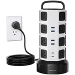 Power Strip Tower Surge Protector Jackyled 16 LARGE-6.5FT, White Black. Fixed Price $62.97.