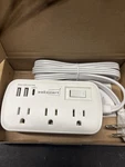 Waksmart Power Strip 3 Outlets Usb Switch Control 5FT Cord Compact White. Fixed Price $11.11.