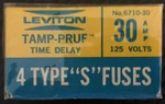 Leviton - 30 Amp Type Time Delay Fuses Package Of 4 New/unopened Box. Fixed Price $8.95.