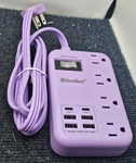 Beeiker 6 Usb (2 C) 5 Ft Purple Travel Power Strip Extension Cord. Fixed Price $22.59.