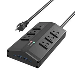 Junnuj Heavy Duty Surge Protector Power Strip Outlet 4 Usb 20A 12 Gauge 6FT Ex. Fixed Price $62.48.