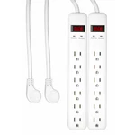 3 Ft. 6-OUTLET Power Strip Surge Protector With 45 Degree Flat Angle Plug, White. Fixed Price $25.97.