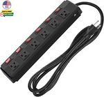 Metal Power Strip Individual Switches 6 Outlets Heavy Duty Extension Cord. Fixed Price $32.99.