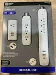 Commercial Electric 4' Multiple Outlet+wall Mounted Surge Protector Set 3PCS New. Fixed Price $19.99.