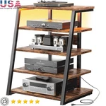 5 Tier Media Stand W/ Power Strips Led Lights Audio Video Equipment Storage New. Fixed Price $203.74.