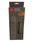 Fashion Globe Electric Designer Series 6-FT 3-OUTLET 2 Usb Port Surge Gray. Fixed Price $17.99.