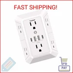 Multi Plug Wall Surge Protector - Teiobar Extender With 6. Fixed Price $17.16.