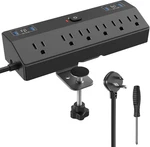 Clamp Power Strip 2 Usb Desktop Mount Outlet Charging Station, 10FT Exten. Fixed Price $45.99.