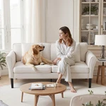 Vevor Loveseat Sofa 69" Velvet Fabric 2-SEATS Couch With Sinuous Spring White. Fixed Price $273.99.