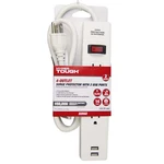 Hyper Tough 4-OUTLET 3FT Power Cord 500-JOULE Protection With Usb White. Fixed Price $15.98.