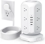 Tower Power Strip Flat Plug With 12 Outlets 4 USB(1 C),aofo 10FT, White. Fixed Price $42.01.