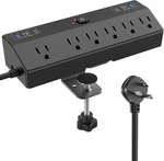 Desk Clamp Power Strip With 40W Fast Charging Station, 10FT Flat Plug Moun. Fixed Price $49.99.