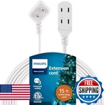 Philips Extension Cord 3-OUTLET 15 Ft Flat Plug Safety Slide White Pack. Fixed Price $197.82.