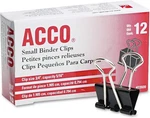 Acco 72020 Small Binder Clips, 3/4-INCH W, 5/16-INCH Cap, Black/silver, Sold.... Fixed Price $6.99.