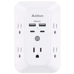 Addtam 5-OUTLET Extender Surge Protector, Multi Plug Wall 2C2A, White. Fixed Price $37.96.