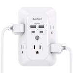 Surge Protector Extender Addtam 5-OUTLET Splitter With 4 2C2A, White. Fixed Price $28.79.