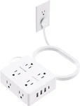 Surge Protector Power Strip, Olcorife Ultra Thin Flat Plug Extension Cord 5FT, 8. Fixed Price $19.64.