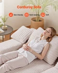 82.7-INCH Oversized Double Chaise Lounge, Corduroy Fabric Sectional Sofa, Beige. Fixed Price $704.15.