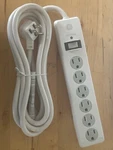 Surge Protected Power Strip Switch Button 6 Outlet 120V White. Fixed Price $22.79.