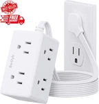 5FT Flat Plug Small Power STRIP,3-SIDE White Extension Cord With 6 Wide Outlets. Fixed Price $13.28.