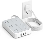 Tessan Flat Extension Cord With Plug Power Strip, Small 10FT, Gray. Fixed Price $37.16.